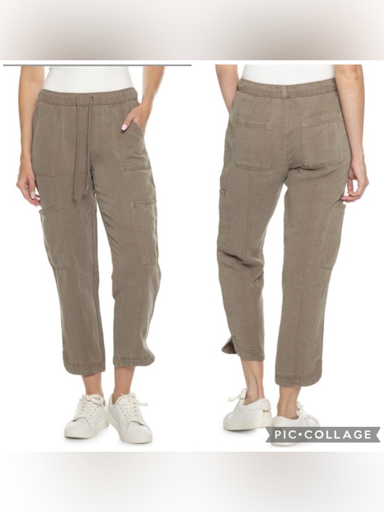 C&C California Pants - NWT C & C California Tan Linen Blend Crop Pants Size L Pull on Elastic Waist